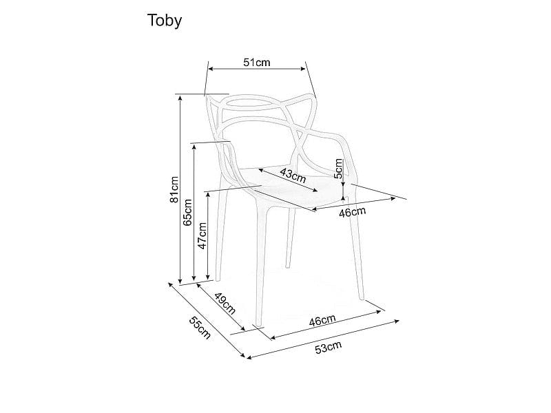 Sedia da pranzo in plastica Tobey Bianco (2)