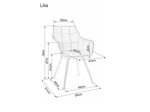 Sedia da pranzo in velluto Lisbet Grigio (1)