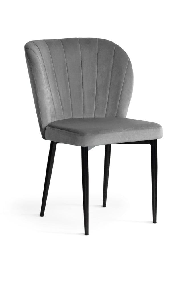 Sedia imbottita con tessuto e gambe in metallo, Shelly Velvet Grey / Black, l53xL57xH88 cm