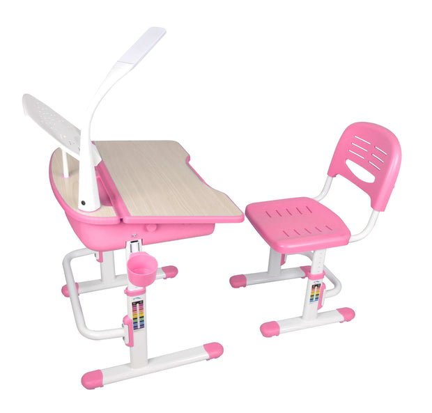 Set da scrivania per bambini Comfortline Pink regolabile in altezza con lampada LED, L70,5xL54,5xH54 cm (1)