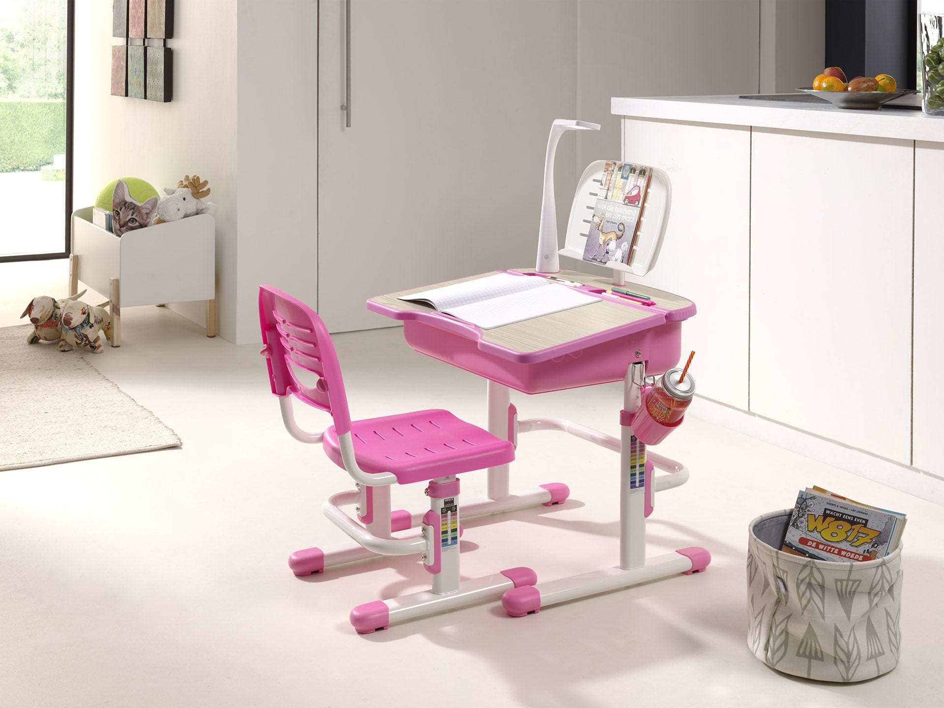 Set da scrivania per bambini Comfortline Pink regolabile in altezza con lampada LED, L70,5xL54,5xH54 cm (3)