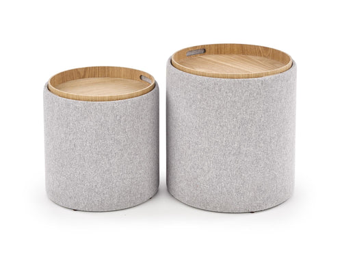 Set di 2 pouf contenitore in tessuto Avice Grigio