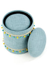 Set di 2 pouf contenitore in tessuto Grayton Blu (2)