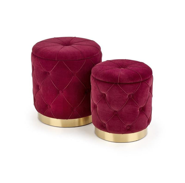 Set di 2 pouf contenitore in tessuto Polymorph Bordeaux