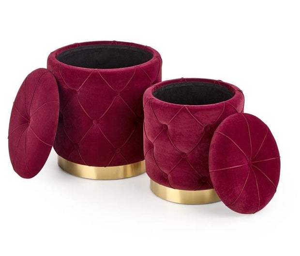 Set di 2 pouf contenitore in tessuto Polymorph Bordeaux (1)