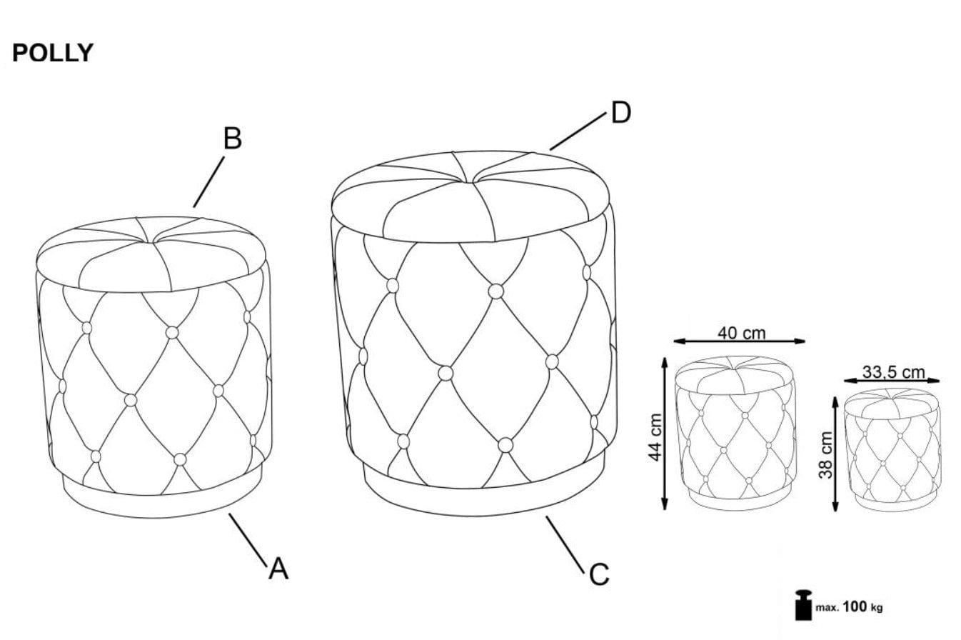 Set di 2 pouf contenitore in tessuto Polymorph Bordeaux (7)