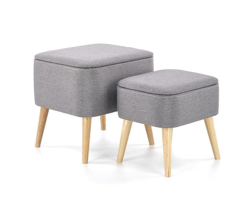 Set di 2 pouf in tessuto Paula Grigio