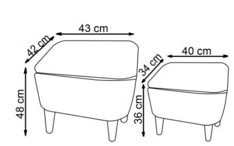 Set di 2 pouf in tessuto Paula Grigio (1)