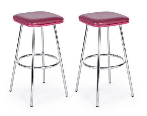 Set di 2 sedie da bar in ecopelle Agnes Bordeaux