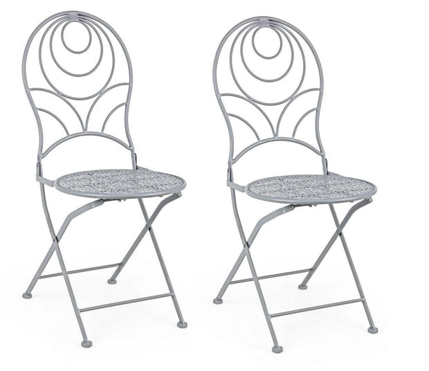 Set di 2 sedie da giardino pieghevole in metallo Marlene Grigio