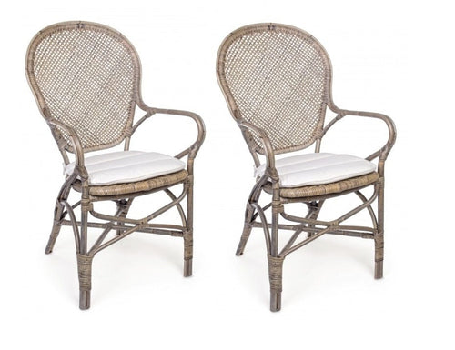 Set di 2 sedie da pranzo in rattan Edelina W Naturale