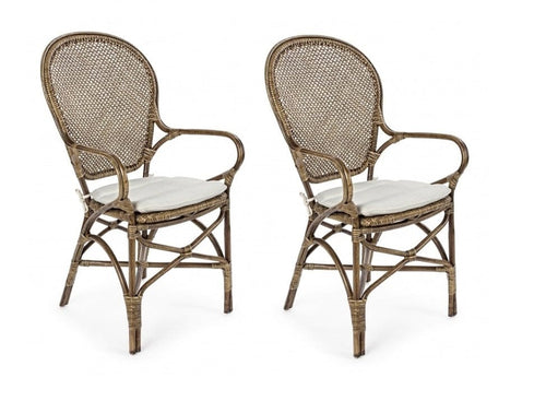 Set di 2 sedie da pranzo in rattan Edelina W Oro