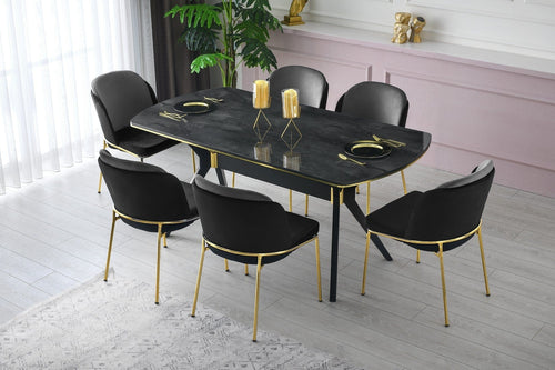 Set di 2 sedie da pranzo in velluto Dore 101 Nero (1)