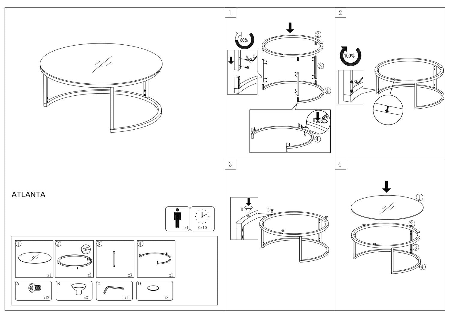 Set di 2 tavolini da caffè Atalie C Bianco (2)