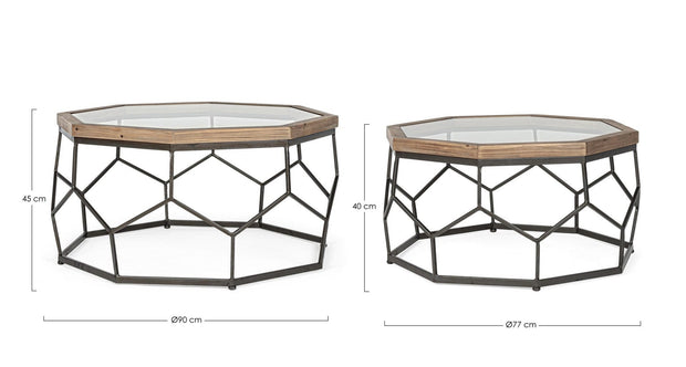 Set di 2 tavolini da caffè Smith Hexagonal Trasparente (7)