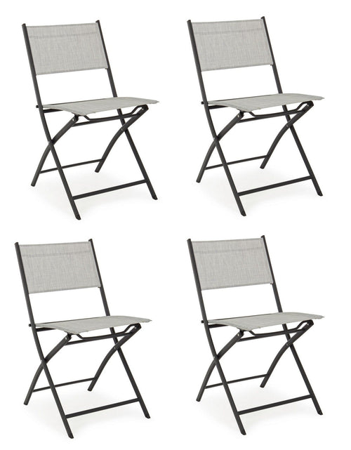 Set di 4 sedie da giardino pieghevole Martinez Grigio