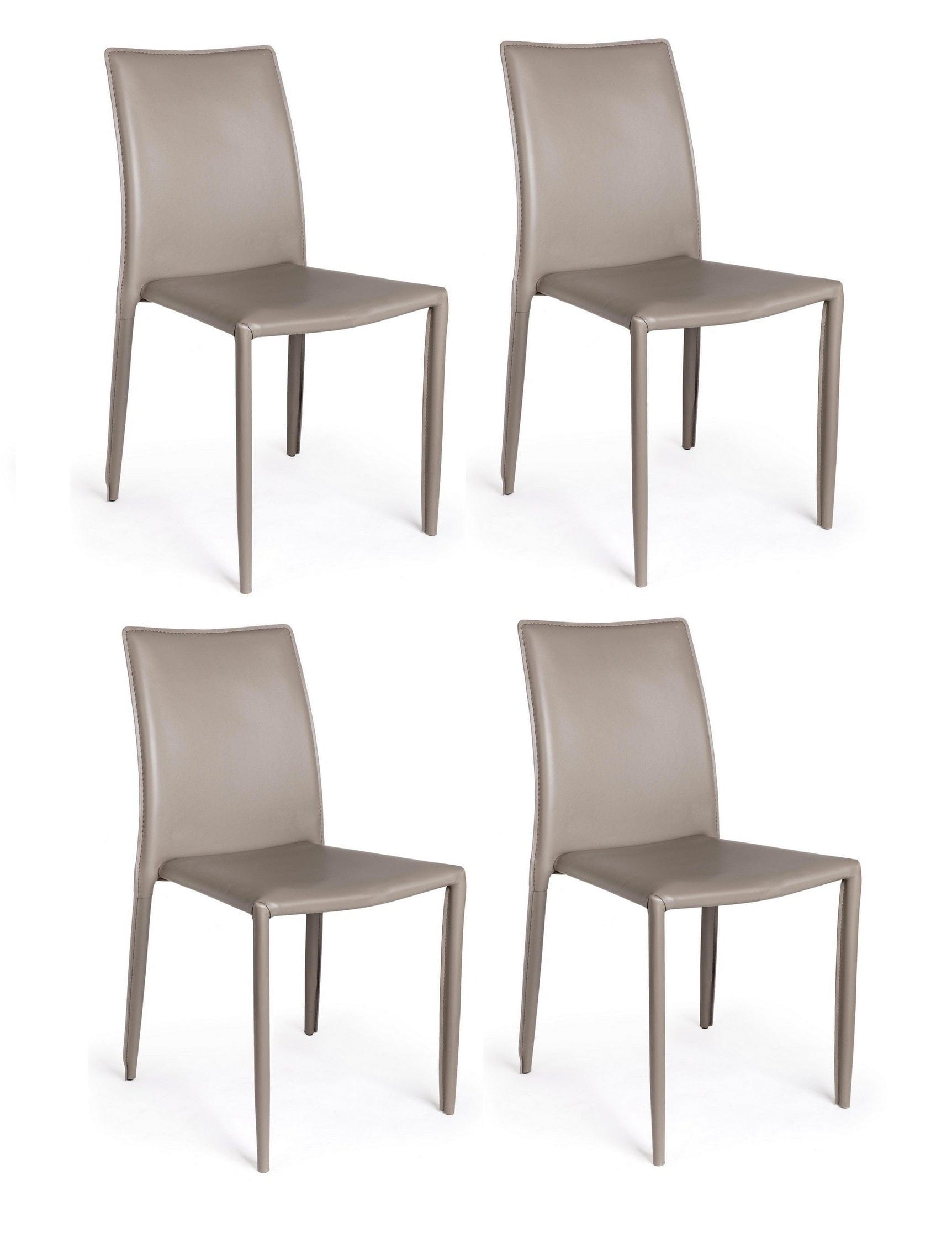 Set di 4 sedie da pranzo in ecopelle Alison Cappuccino