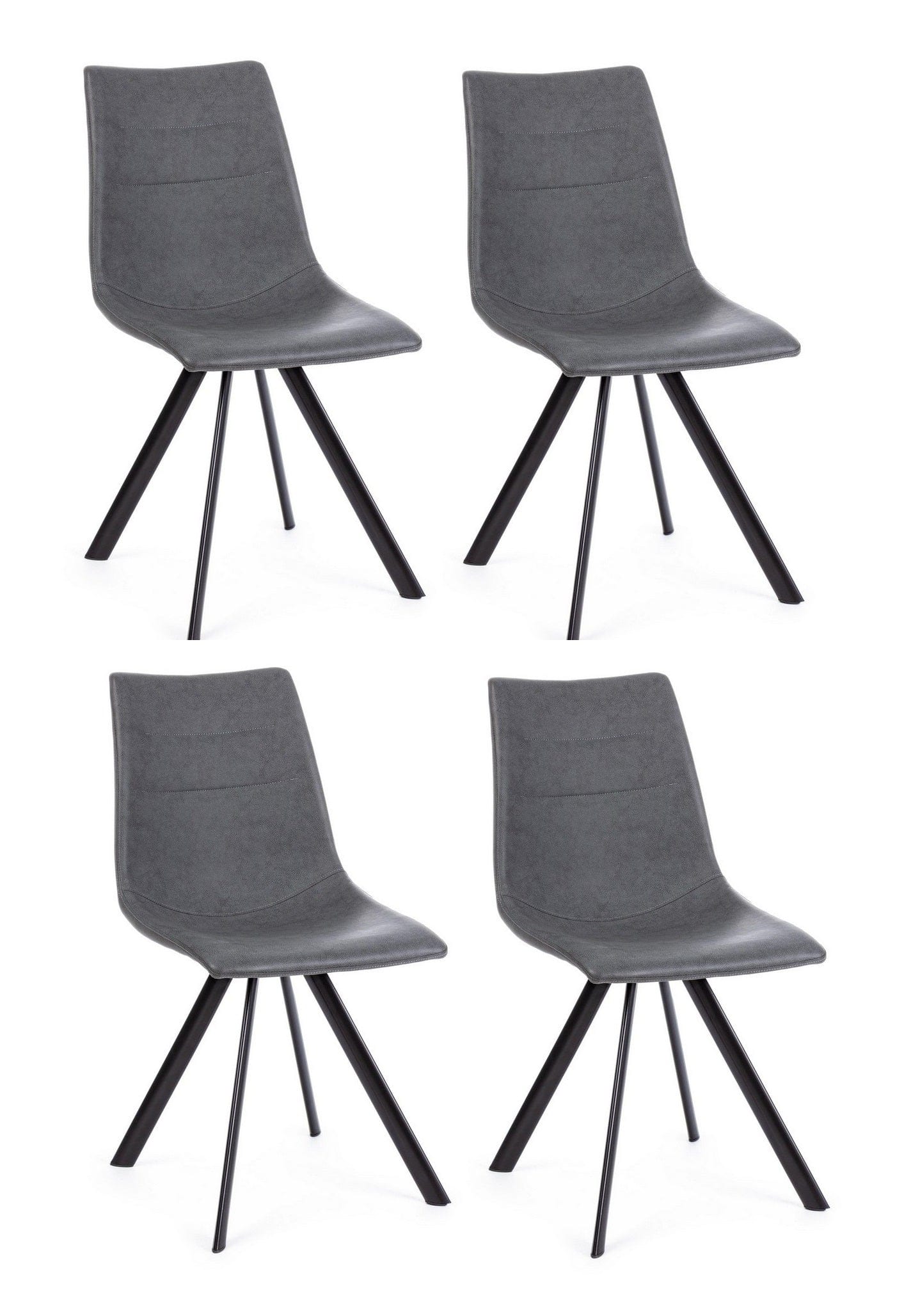 Set di 4 sedie da pranzo in ecopelle Alva Grigio