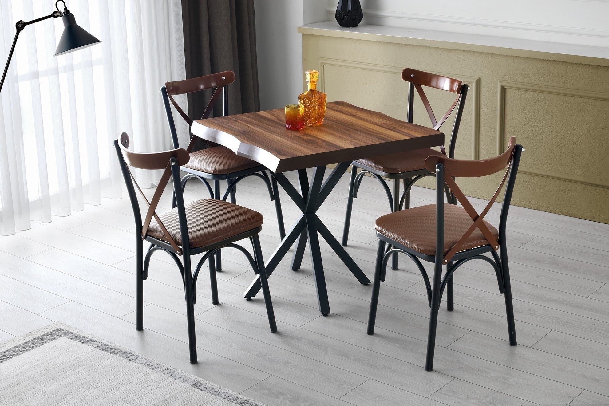 Set di 4 sedie da pranzo in ecopelle Ekol 1332 Marrone (1)