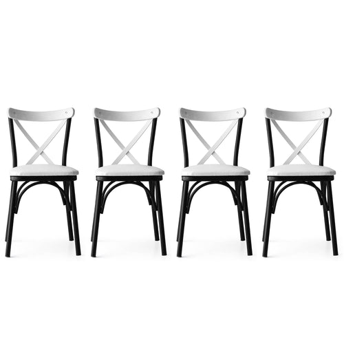 Set di 4 sedie da pranzo in ecopelle Ekol New 1334 Bianco