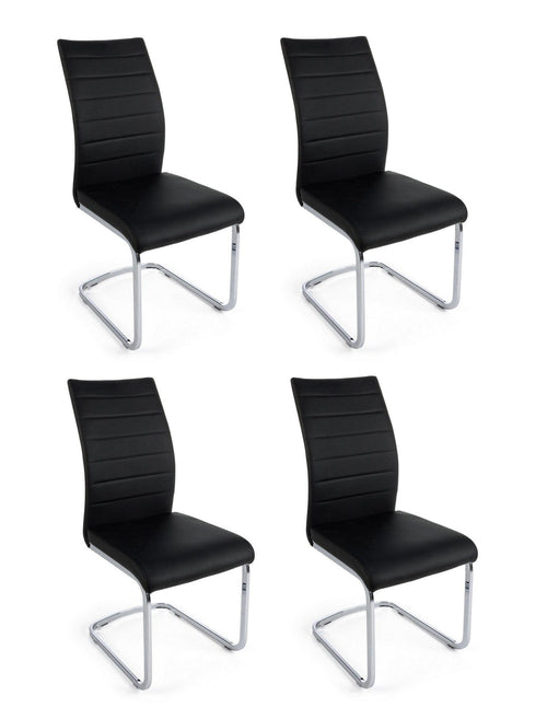 Set di 4 sedie da pranzo in ecopelle Myra Nero