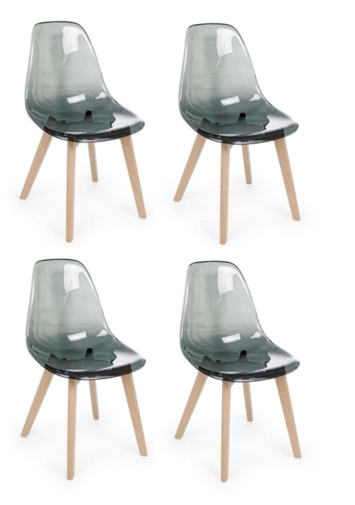 Set di 4 sedie da pranzo in plastica Easy Smoky Grigio