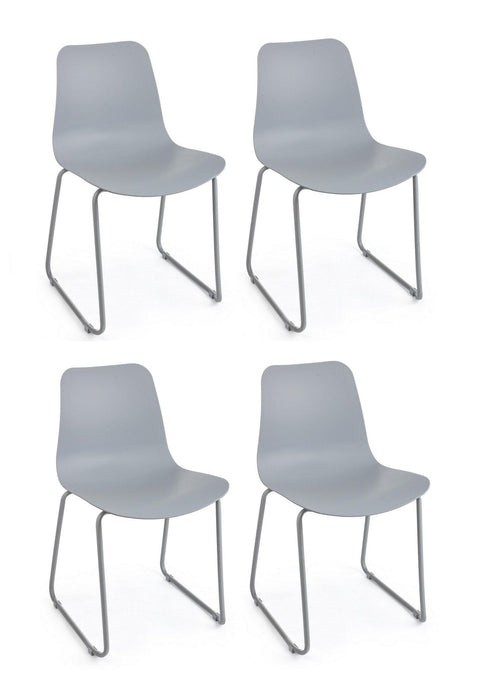 Set di 4 sedie da pranzo in plastica Rockford Grigio