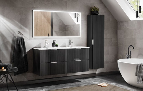 Set mobili da bagno 120 cm Adel Matt Nero, 5 pezzi