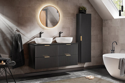 Set mobili da bagno 120 cm Adel Matt Nero, 7 pezzi