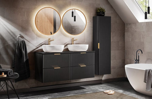 Set mobili da bagno 120 cm Adel Matt Nero, 8 pezzi