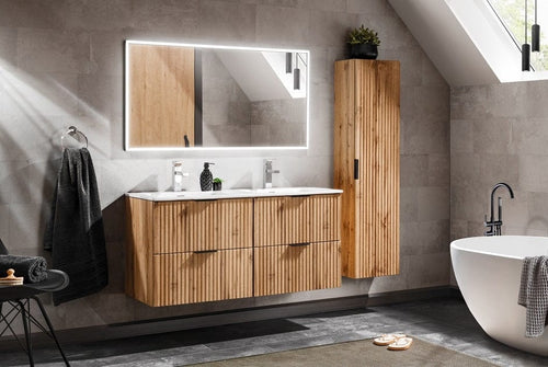 Set mobili da bagno 120 cm Adel Quercia, 5 pezzi