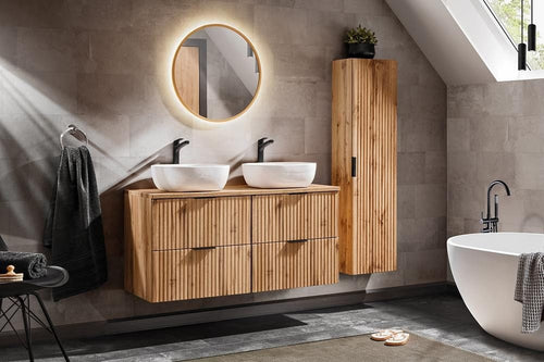 Set mobili da bagno 120 cm Adel Quercia, 7 pezzi