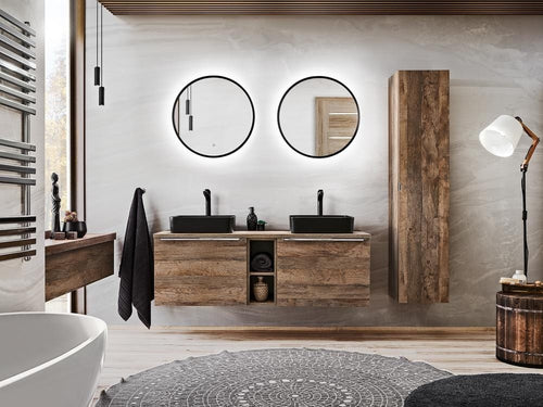 Set mobili da bagno 180 cm Santa Fe Quercia, 9 pezzi