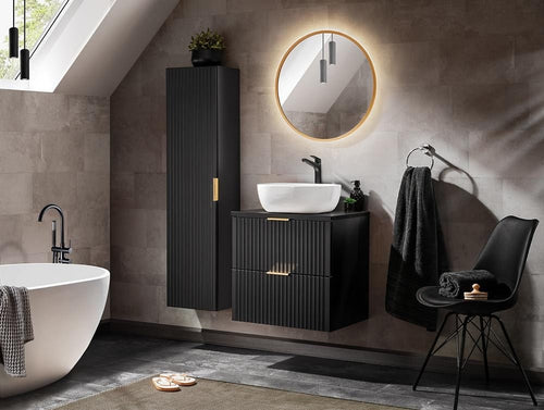 Set mobili da bagno 60 cm Adel Matt Nero, 5 pezzi