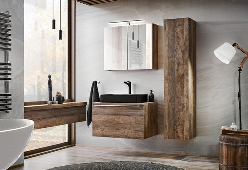 Set mobili da bagno 80 cm Santa Fe Quercia, 6 pezzi