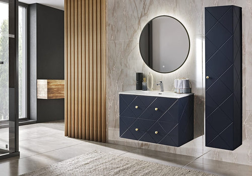 Set mobili da bagno 90 cm Elegance Media Blu, 4 pezzi