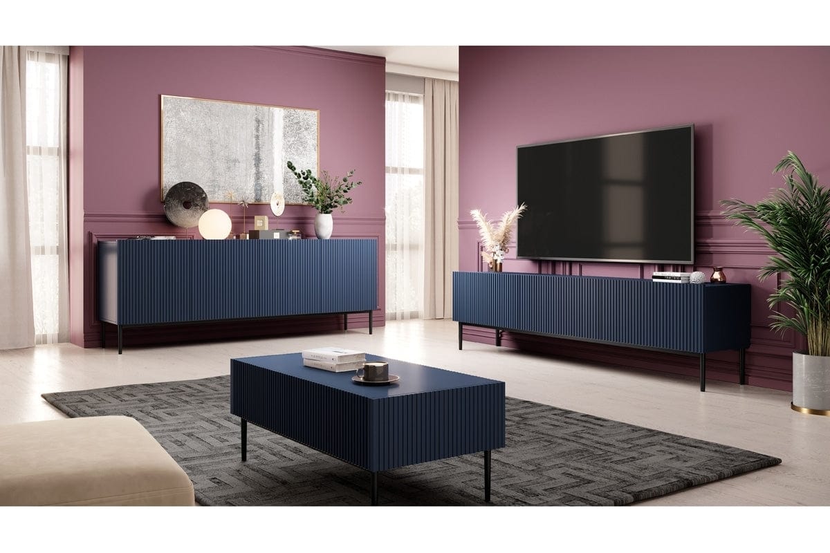 Set mobili soggiorno Nicole Blu, 3 pezzi