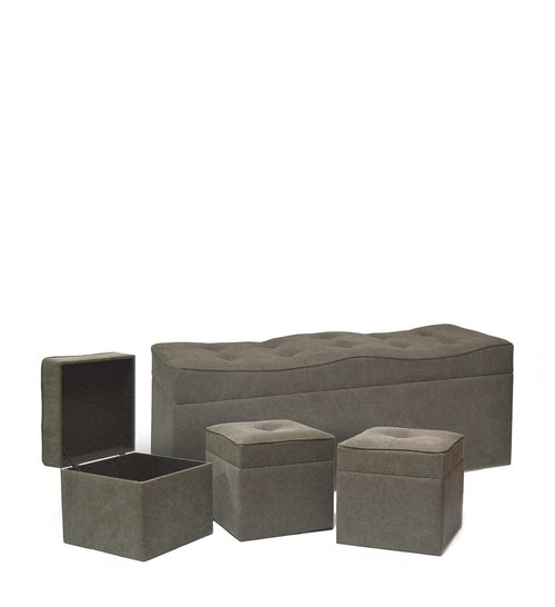 Set Panca e 3 pouf contenitore Roma Verde