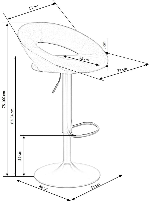 Halmar Sgabello da bar in velluto Hoku-102 Blu