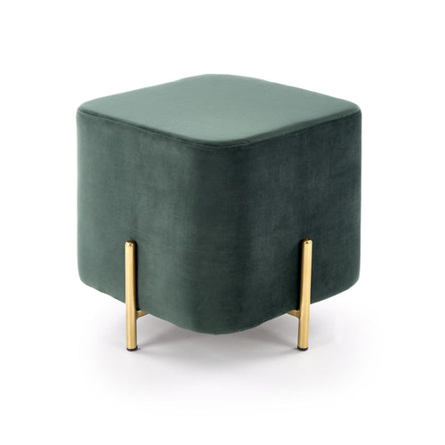 Halmar Sgabello imbottito con tessuto e gambe in metallo, Corey Velvet Dark Green / Gold, l42xL42xH42 cm