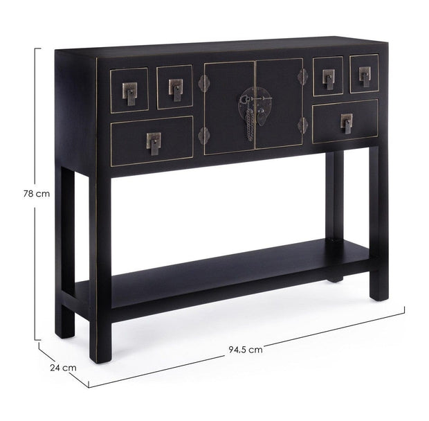 Tavolino consolle con 6 cassetti e 2 ante Pechino Nero (6)