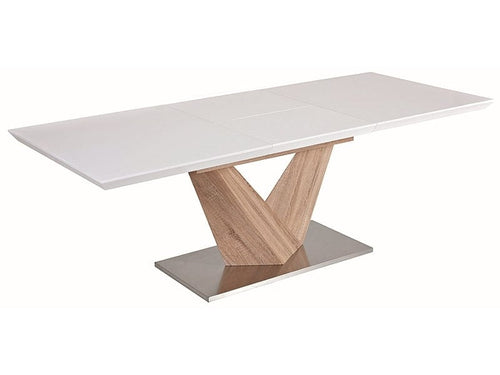 Signal Tavolo allungabile in MDF e metallo, Alric White / Oak Sonoma, L160-220xl90xH75 cm